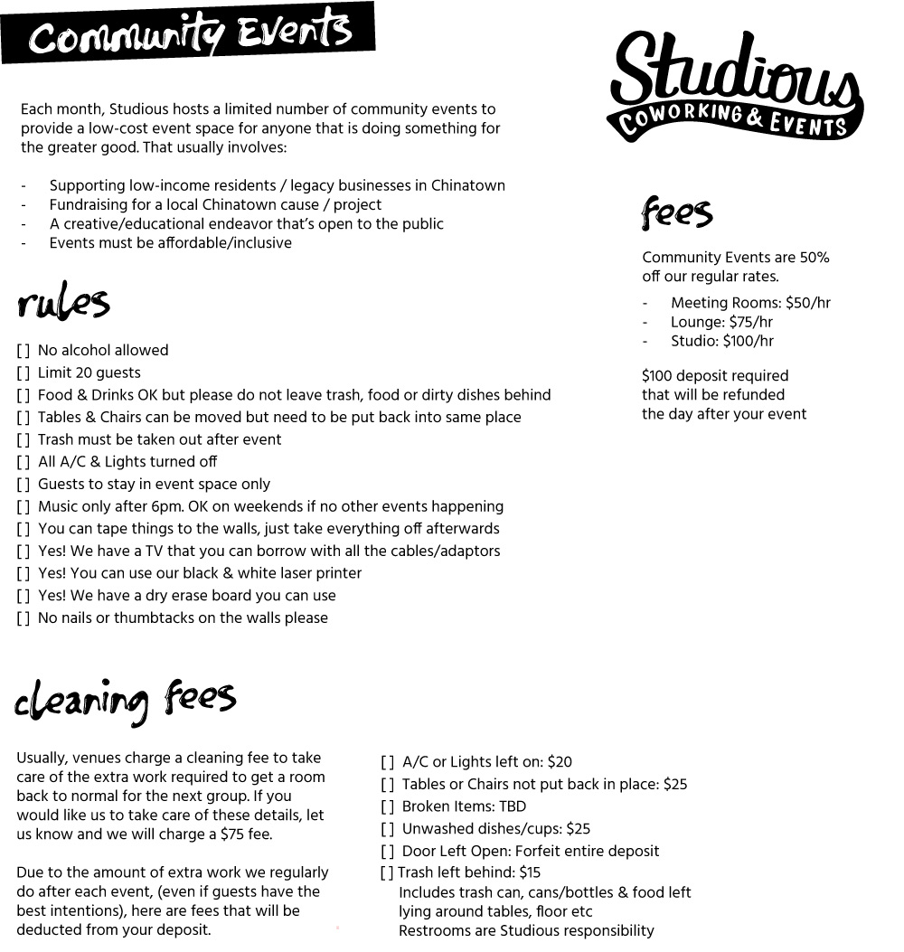 checklist for community events